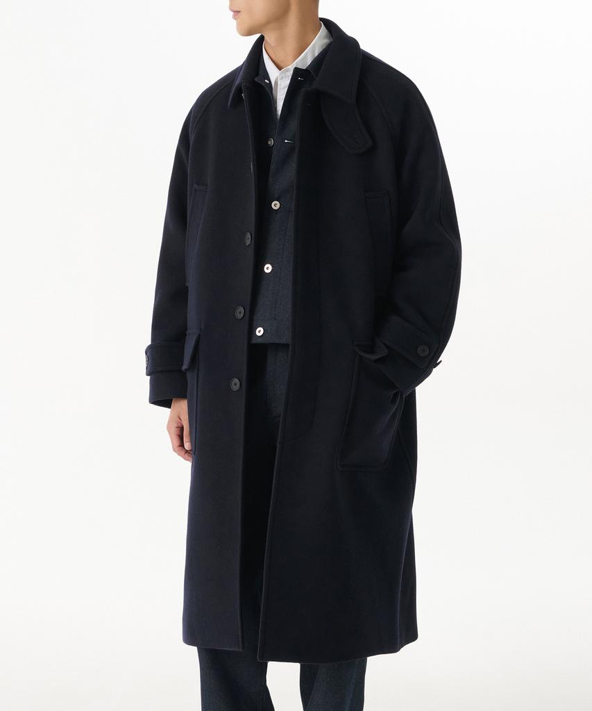 Musinsa Standard Wool Blend Oversized Muff Balmacaan Coat [Navy]