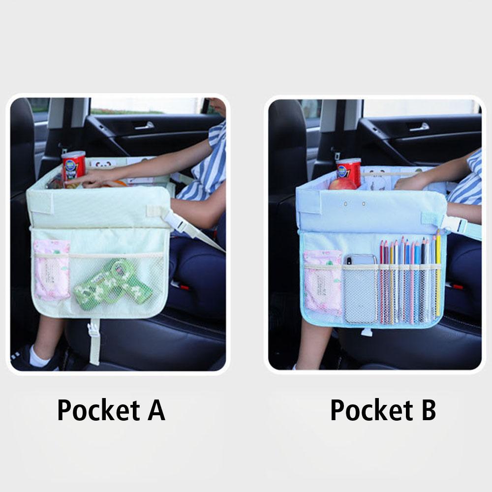 Foldable Kids Toy Food Cup Holder Desk Table Storage Baby Car Seat Organizer Tray for Car Child Safety Seat Stroller Cartoon Patterns Waterproof