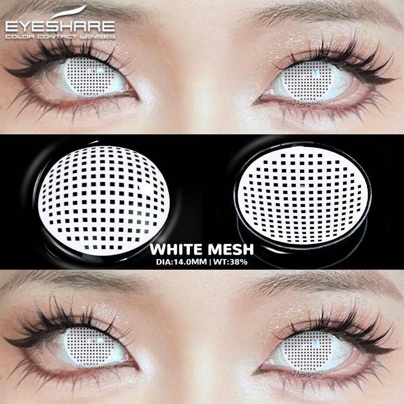2Pcs Halloween Contact Lenses Colored Contact Lenses for Eyes Cosplay Black Lenses White Cat Eye Lens Red Lenses Yearly