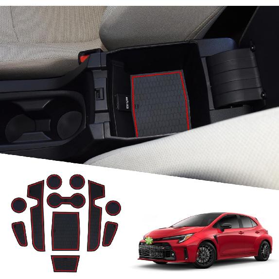 2019-2025 2026 Corolla Door Slot Mats for Toyota Corolla Hatchback Accessories Anti-Slip Mats Center Console Liner Compatible with 2019-2022 2023 красный