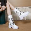 Thick-soled Martin Boots Women's Autumn and Winter New Round Head Belt Buckle Locomotive Boots Velvet Women's Boots