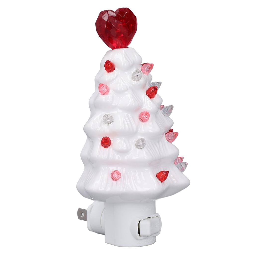 Xmas Tree Night Light Ceramic LED Plug Into Wall Decorative Lamp for Home Kids Room Bedroom Hallway