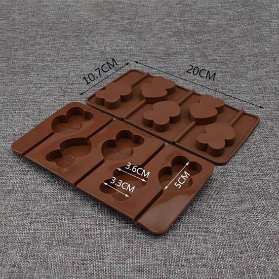 5 Grid Double Heart Shaped Silicone Non Stick Lolly Chocolate Cookie Candy Mold