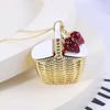 Colorful Strawberry and Basket Pendant Necklace Stylish Clavicle Chain Fashionable Neckchain Accessories for Women