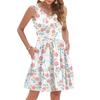 Women's Summer Fashion Casual V-neck Pleated Stitching Small Floral Print Sleeveless Vest Dress With Pockets