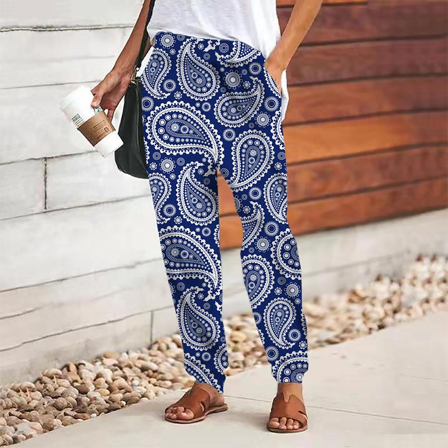 

Женские брюки в стиле ретро с принтом, на шнуровке, с эластичной талией, свободные, повседневные длинные брюки, брюки с карманами XS