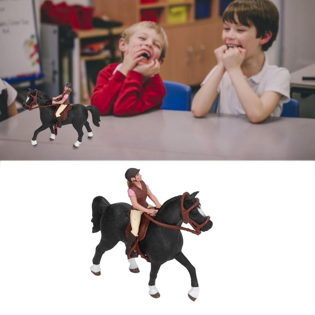 Horse Rodeo Figurine Children Kid Simulated Farm Horse Rider Model Toy Birthday Gift OrnamentPink Horseman