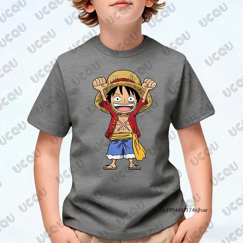 One Piece Japanese Anime Luffy Cartoon Graphic Print Tshirt For Children Summer Cotton Cosplay Tees Casual KidsAdult Tops