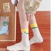 Harajuku Color Matching Double Needle Socks Cotton Female Hoisery Fashion Casual Socks  Outdoor
