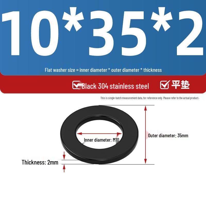 Ultra-Thin Black Zinc-Plated Stainless Steel Flat Washer (M2-M20)