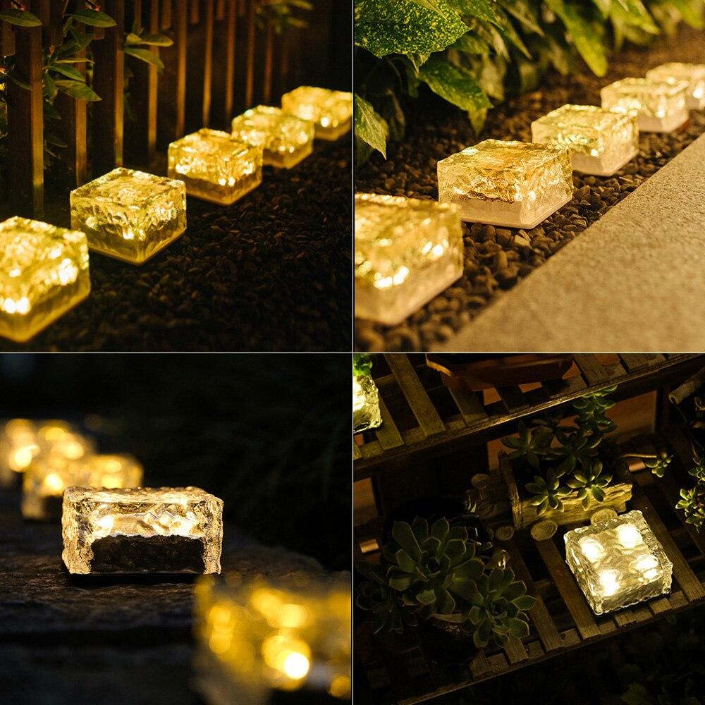 Solar Led Ice Cube Brick Lights Outdoor 4 LED Waterproof Stair Step Paver Lamp Yard Patio Lawn Garden Decoration Light