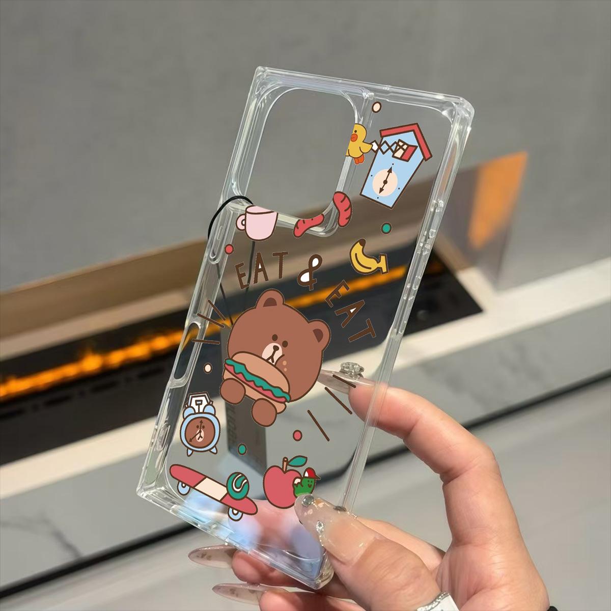

Clear Square Back Tube Case Protection For iPhone 16 ProMax 13 11 15 Plus 14 Pro Max 12 Anti-Oxygen,Skateboard Bear Pattern Casing iphone 11 ProMax