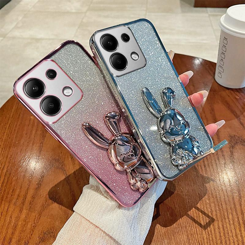For Xiaomi Redmi Note 13 Pro 4G/Poco M6 Pro 4G Case PC+TPU Phone Cover Glitter Cartoon Rabbit