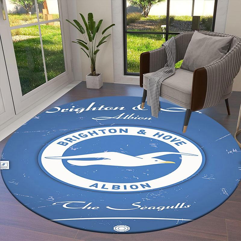 Brighton & Hove Albion Round Area Rug,Carpet Rug for Living Room Bedroom Sofa Playroom Decor,Non-slip Floor Mat