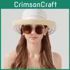 Summer Striped Sun Hat For Women With Wide Brim Breathable Straw Material For Beach And Outdoor Activities