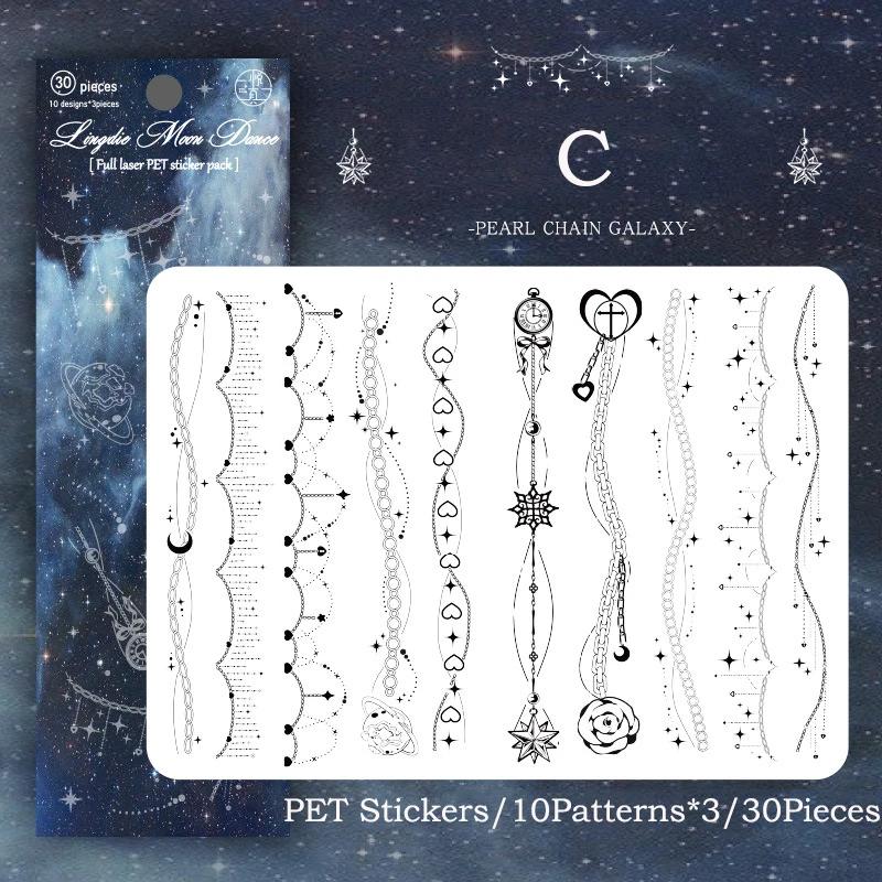 30pcs/pack Aesthetics Frame Decor Stickers Twinkle Gold Foil Collage Scrapbooking Materials Waterproof PET DIY Stickers