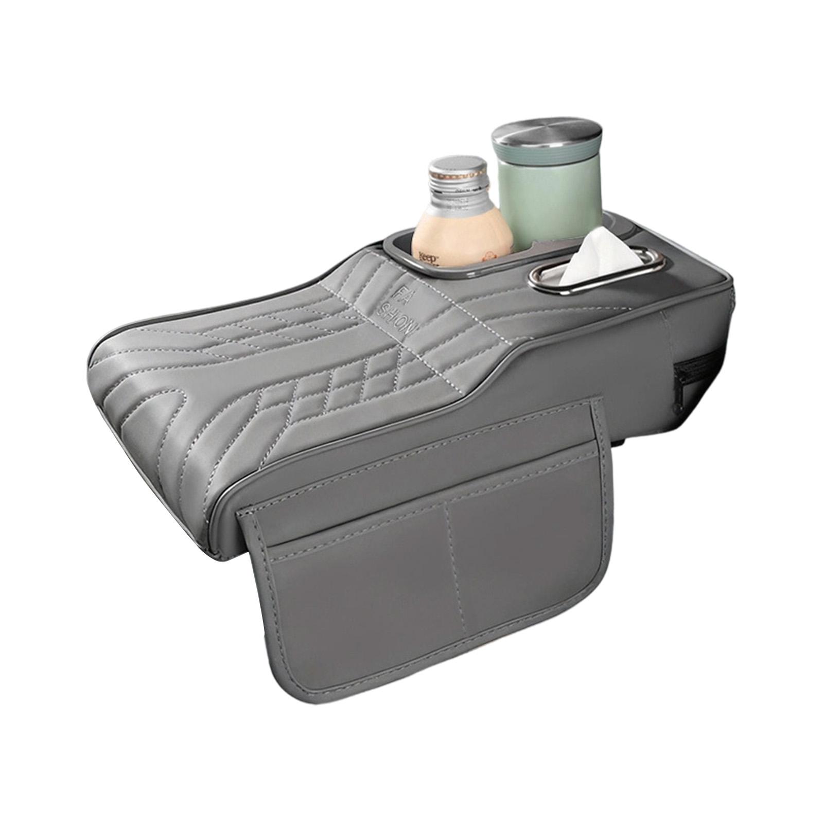 

Car Center Armrest Box Elevator Pad Multi-Function Four-In-One Vehicle Tissue Box Cup Holder PU Leather серый