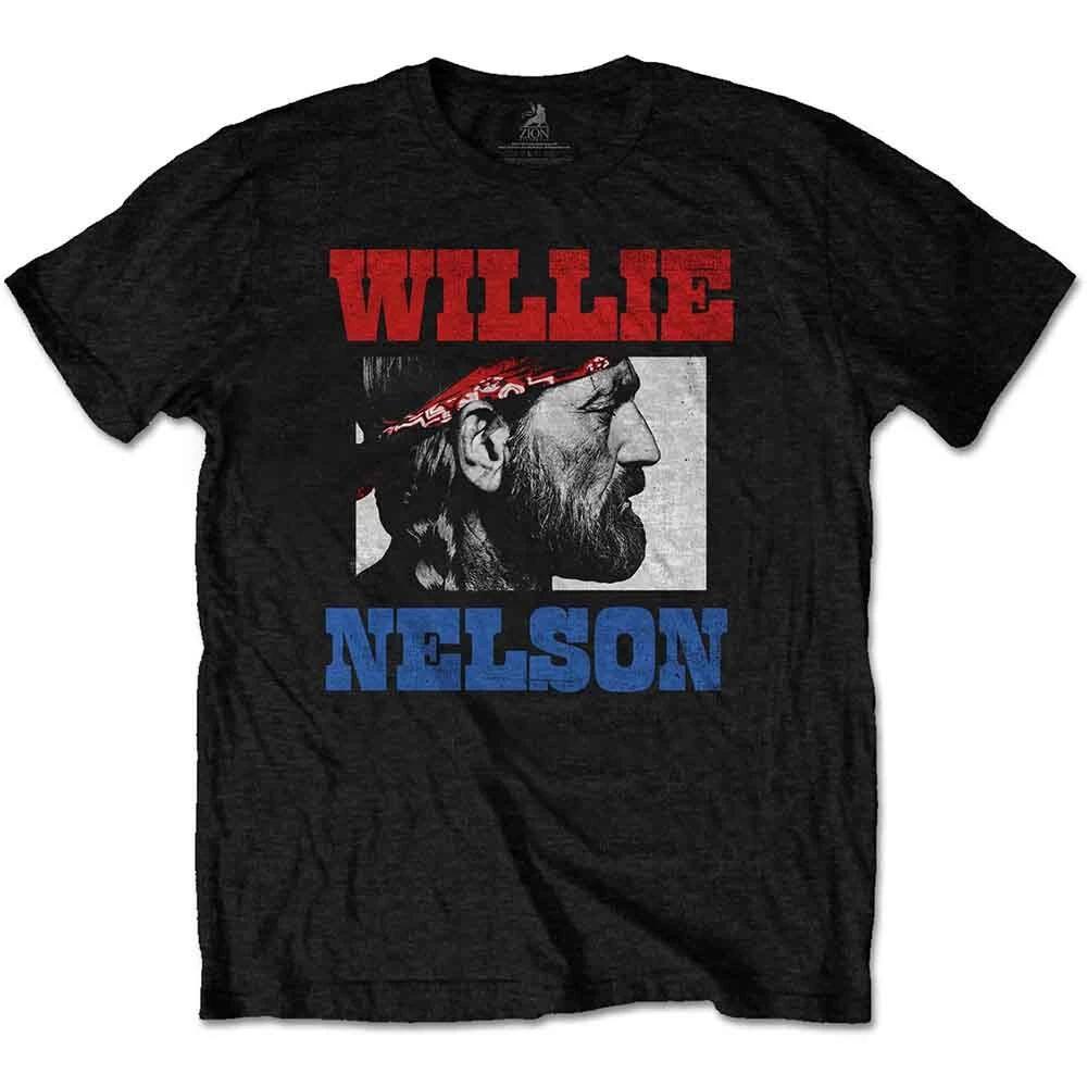 Willie Nelson T Shirt Stare Logo Official Mens Black L S