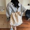 Striped canvas bag women's large capacity summer versatile shoulder messenger bag drawstring premium sense bucket bag