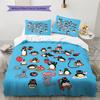 PINGU Pattern Bedding,Quilt Set Quilt Cover Pillowcase Home Birthday Gift (1 * Duvet Cover + 2 * Pillowcase, Without Core)