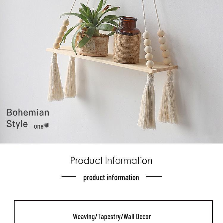 Cross-Border Cotton Rope Tapestry Wall Hanging with Shelf for Green Plants