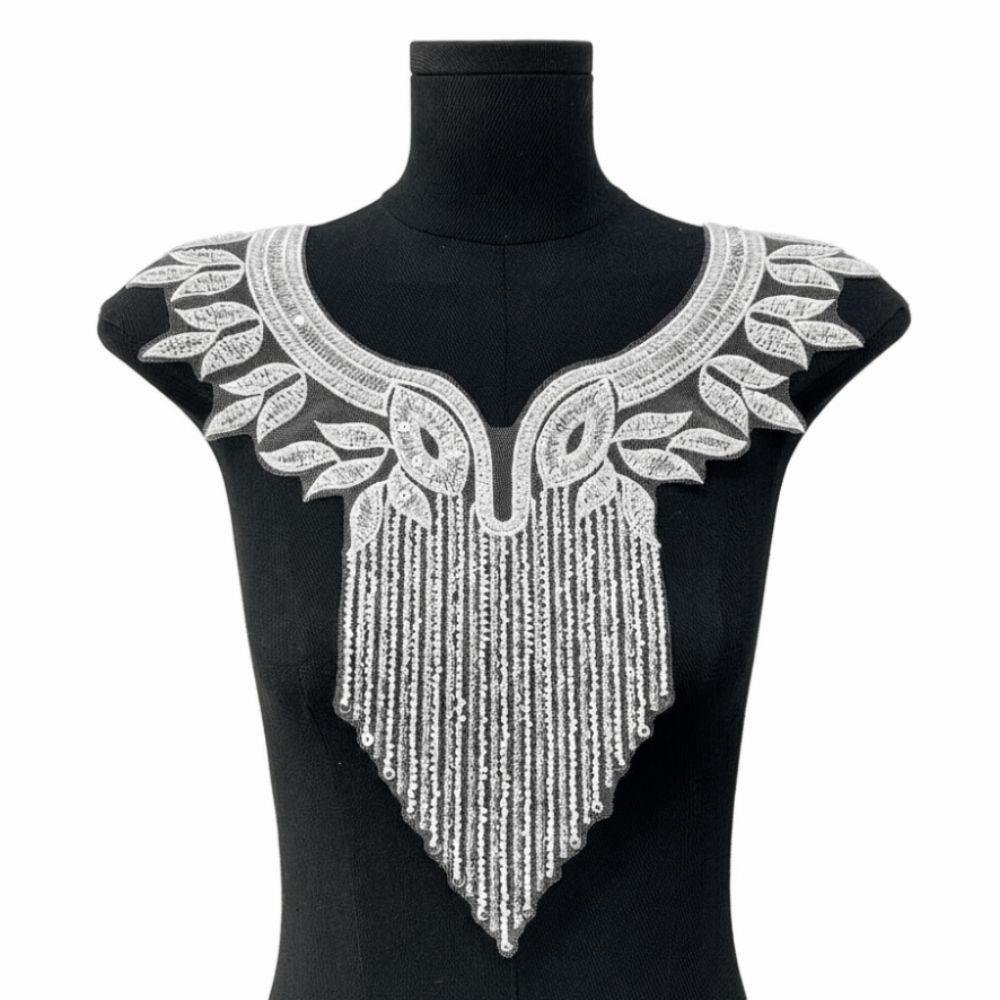 

Luxury Beads Applique Handmade Clothing Applique Elegant Applique Patches Apparel Accessories білий
