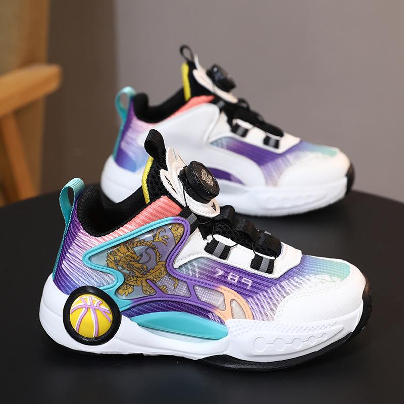 Children's Basketball Shoes Friction Sound Summer Mesh Breathable New Boys and Girls Sports Shoes Wear-resistant Non-slip Actual Combat