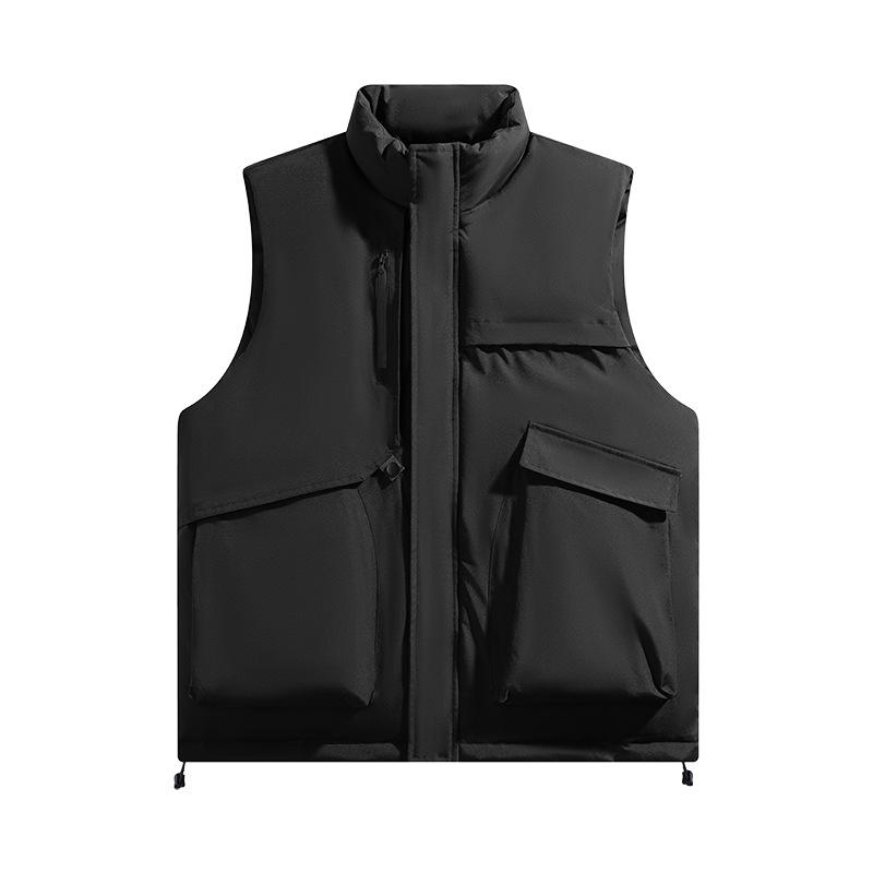 Autumn and winter vest men's 2025 new solid color trendy brand casual stand-up collar thermal vest vest vest jacket men's clothing