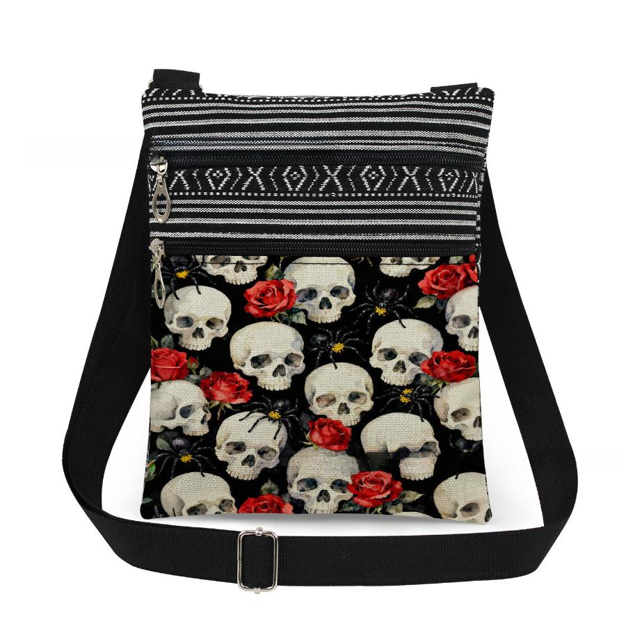 

1PC Skeleton Print Tote Bags Women Shoulder Handbags Postman Package 6955 KTB