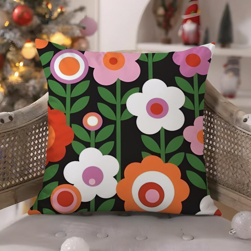 Federa Cuscino Fiore Stile Retrò Orla Kiely Comfort Divano Letto Seta Elegante Cerniera Invisibile Copricuscino Decorativo