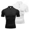 Mens Training Exercise Polos Summer Short Sleeve Compression Shirts Quick Dry Running T-shirt Gym Fitness Sports Polo Shirts