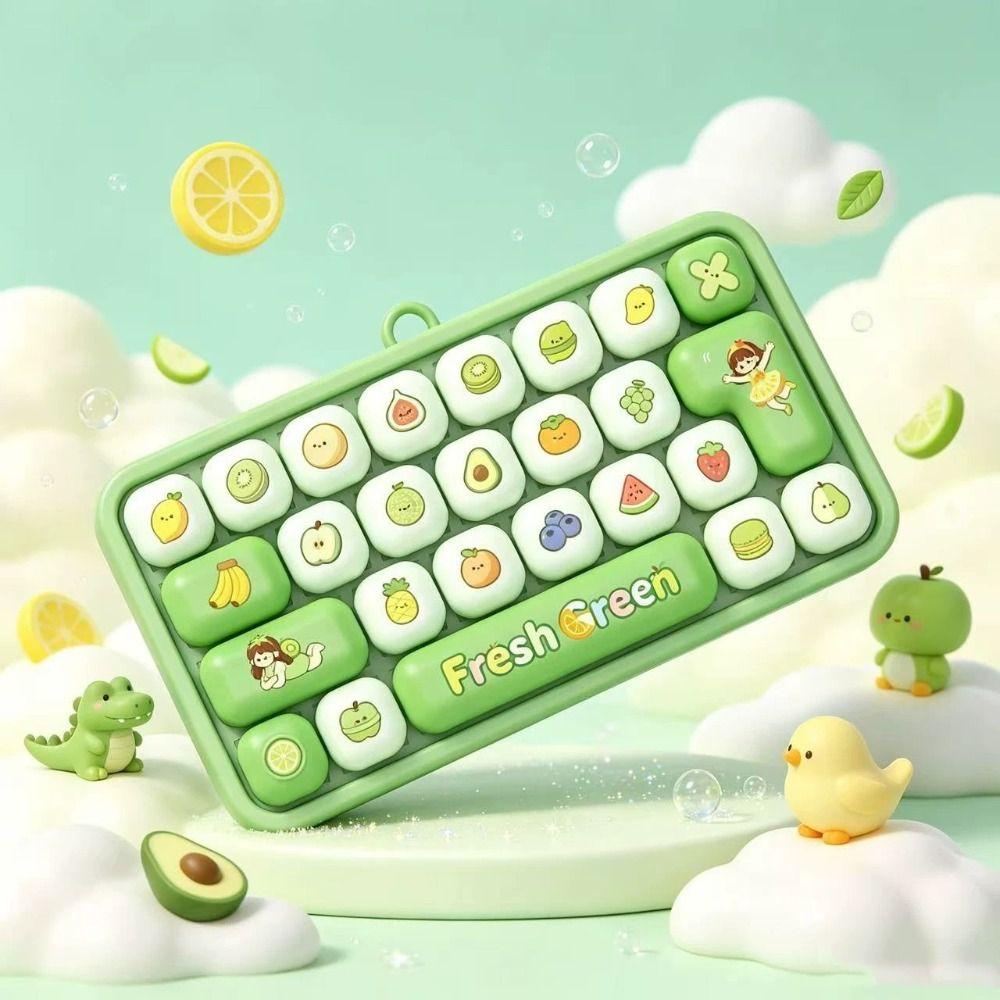 Transparent Dual-Tone Decompression Button Toy Cute Design Keyboard Keychain Hanging Charm