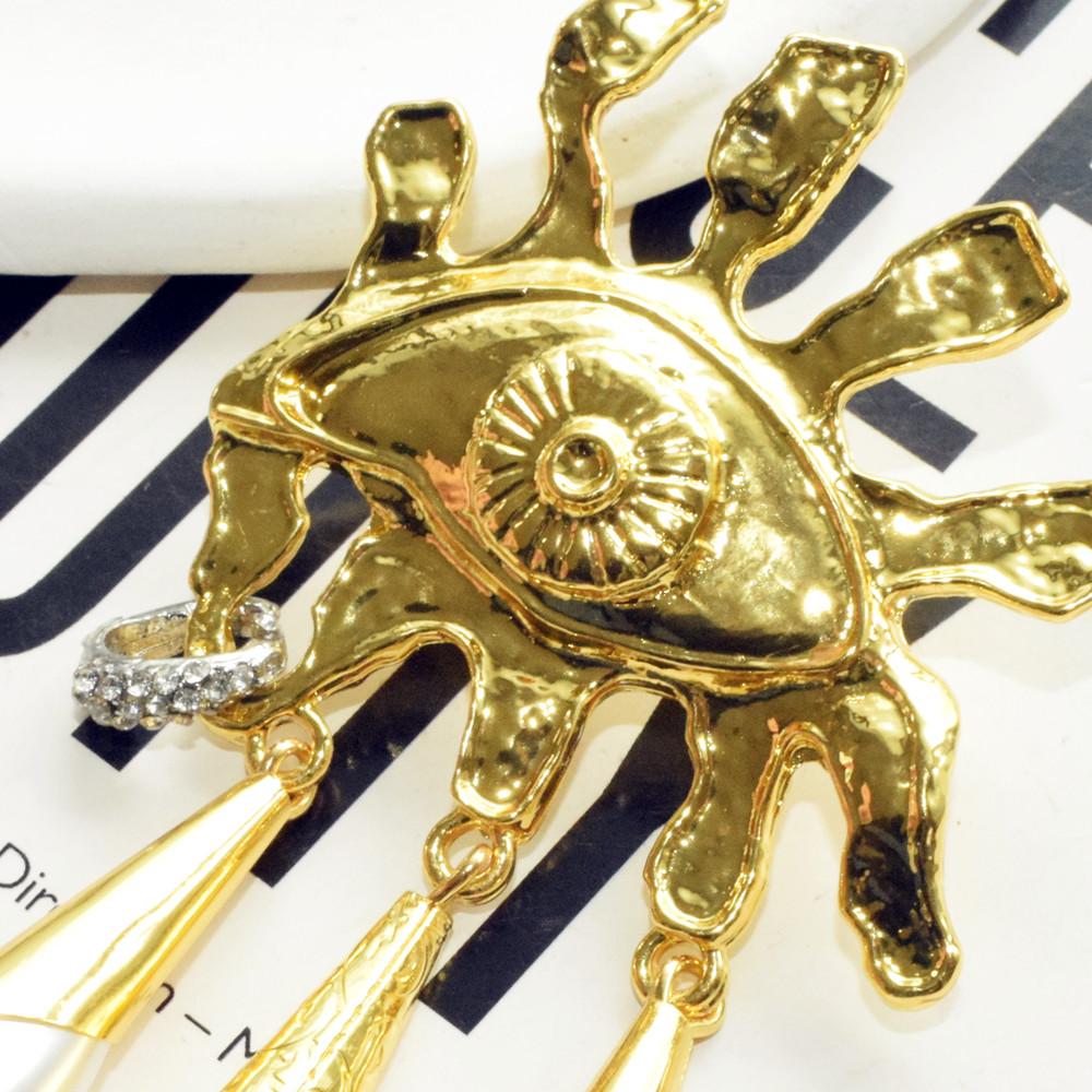 Vintage Metal Alloy Gold-Plated Eyes With Teardrop Dangle Earrings For Women Jewelry Fashion Show Statement Earrings Accessories