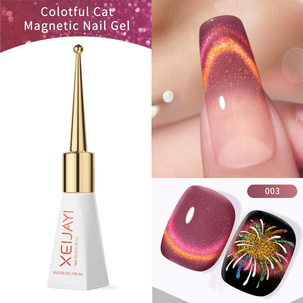 10ML 3D Effect Magnetic Cat Eye Gel Nail Polish Long Lasting Salon Quality Galaxy Firework & Shifting Sand Nail Art UV/LED Cured