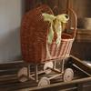 For Ins Wooden Style Baby Cart Creative Rattan Weaving Flower Basket Wedding Decoration Storage Baskets Window Display Small Car