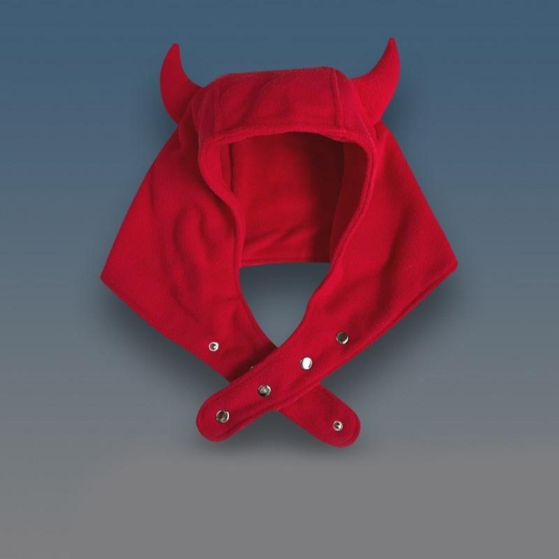 Breathable Head Cover with Button for Outdoor Sports Adjustable Hat with Horn Moisture Wicking Hat for Outdoor Activity