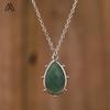 Boho Stil Silberkettchen Tropfenförmiger Kristall Edelstein Anhänger für Hochzeiten Partys Damenschmuck Chakra Design