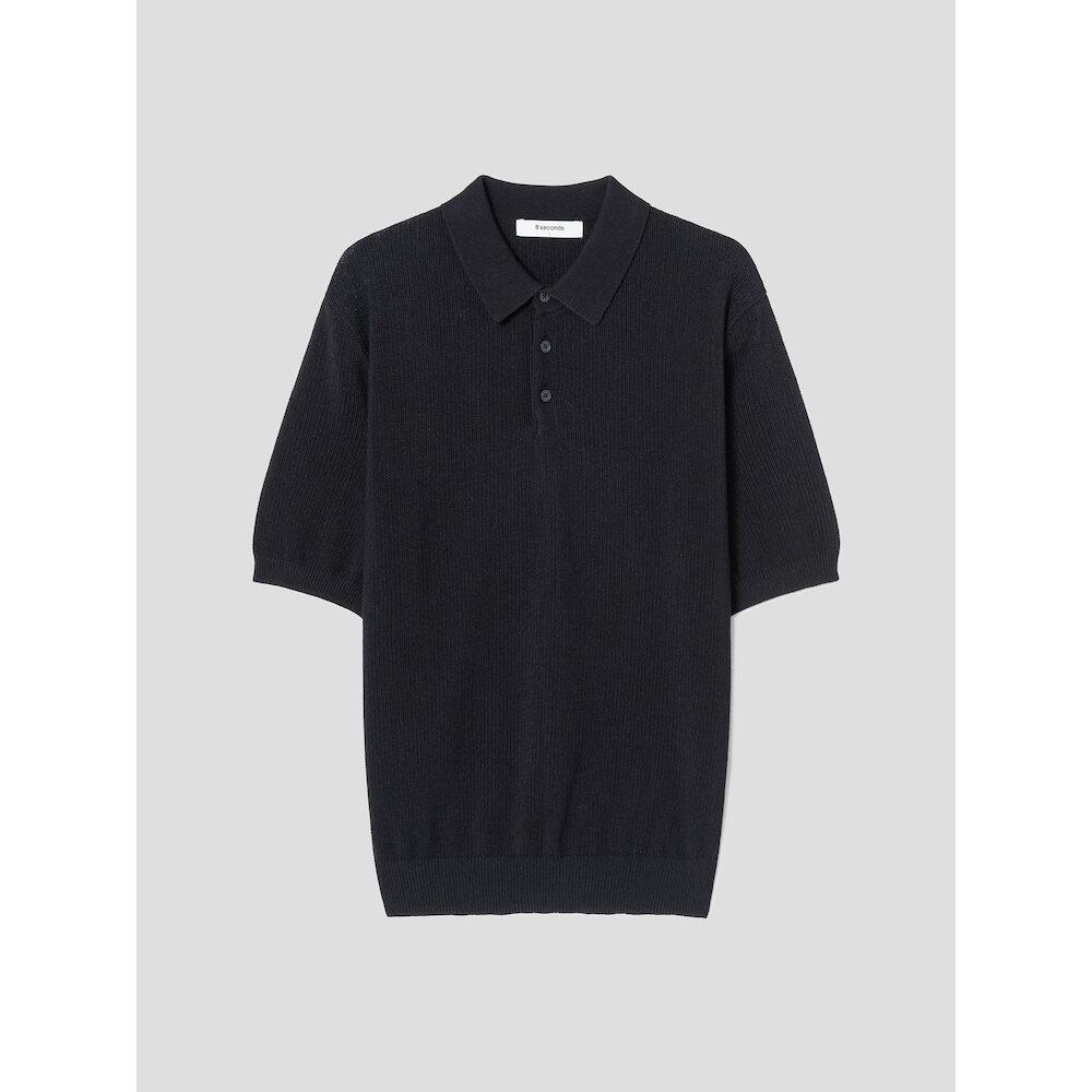 Cool Touch Collared Short Sleeve Knit Navy Navy/M