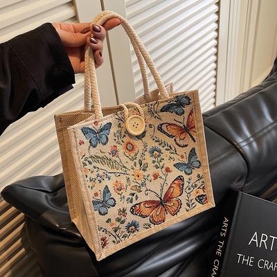 Lunch Box Bento Bag for Women New Style Trendy and Fashionable Tote Bag for Women Ins Handmade Storage Burlap Bag