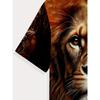 Men's Lion and Cub 3D Printed T-Shirt Casual Short Sleeve Crewneck Top Cool Animal King Family Graphic Tee Trendy Hip Hop Style Streetwear Fashion