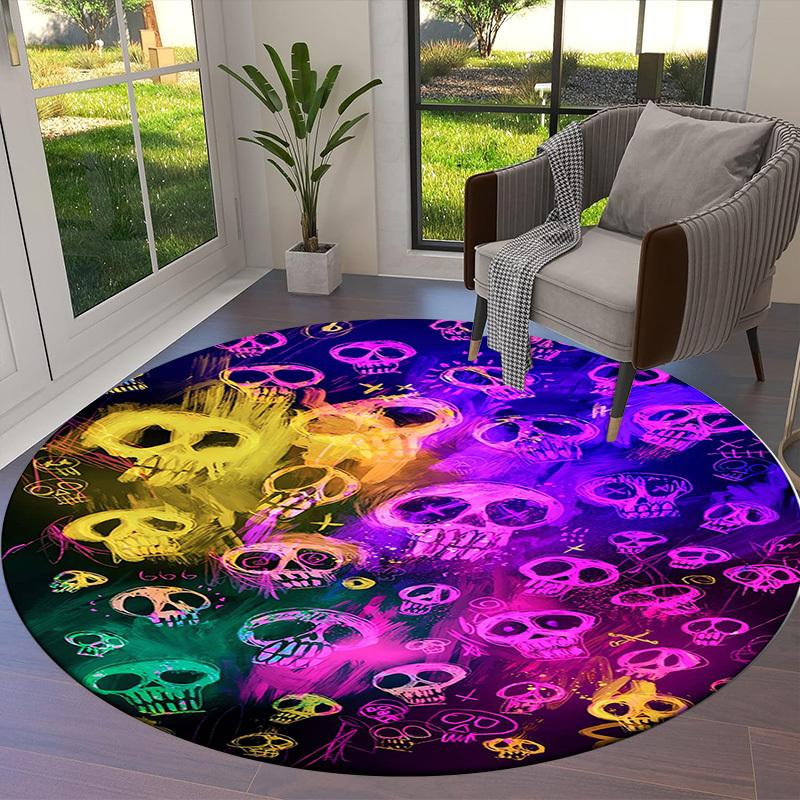 1pc Office Carpet Chair Mats Colorful Skulls Pattern Perfect for Decorating Office Chairs, Living Rooms, Or Bedrooms