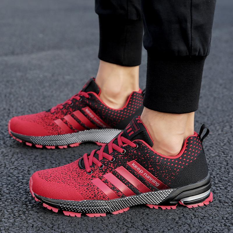 Talla Grande 47 Negro Rojo Verano Transpirables Zapatillas de Running para Hombre Unisex Deportivas para Exterior Zapatillas de Carrera Cómodas con Cordones Zapatos Deportivos para Mujer