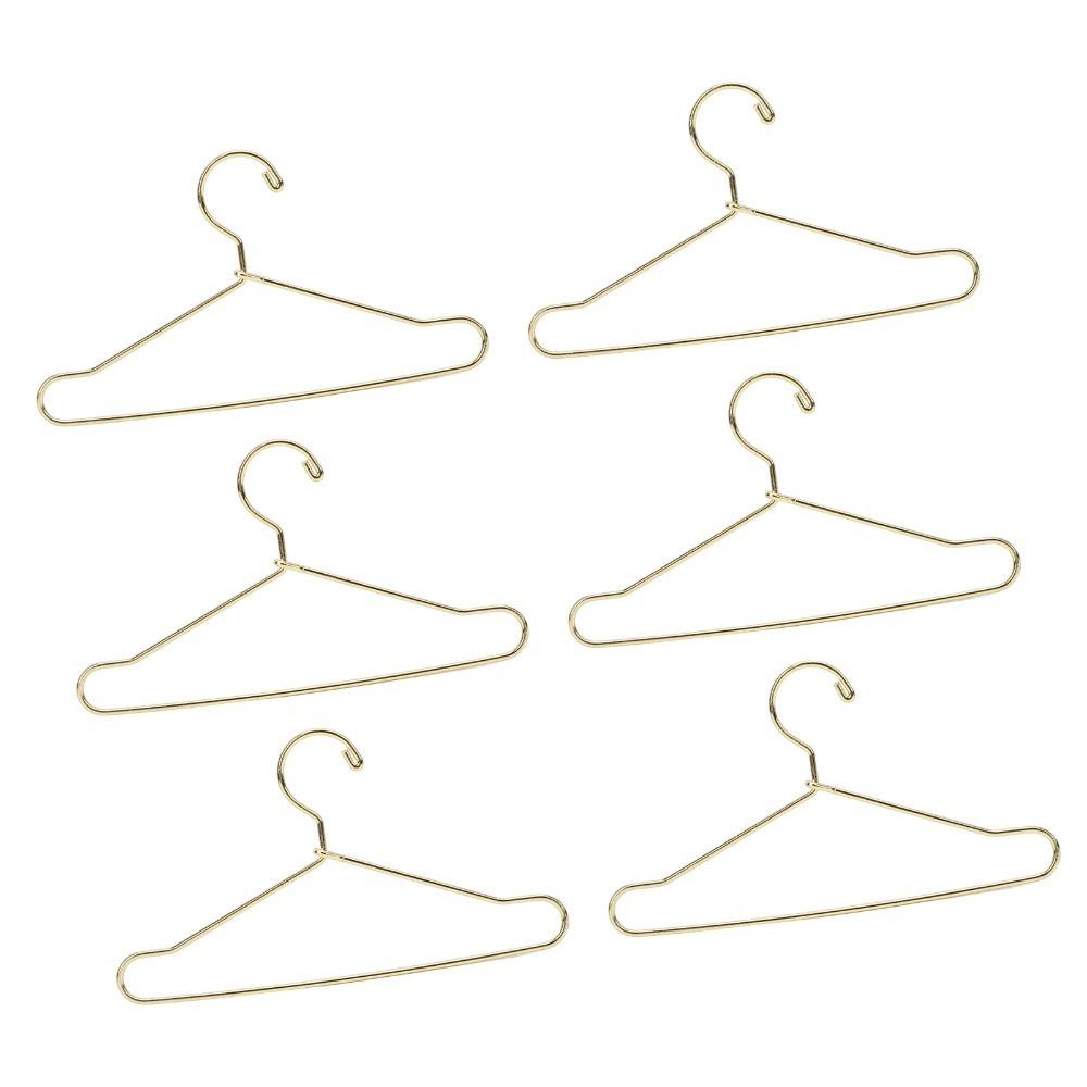10pcs Gold Doll House Clothes Hanger Rose Gold Outfit Holder Doll Garment Hanger  Wardrobe Storage
