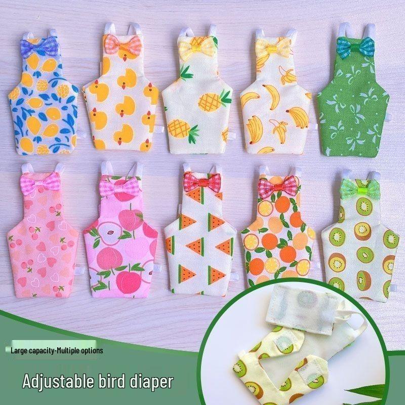 

Parrot Diaper Suit - Tiger Skin Design for Cockatiels, Monk Parakeets, Budgerigars, Sunbirds with Poop Bag Small