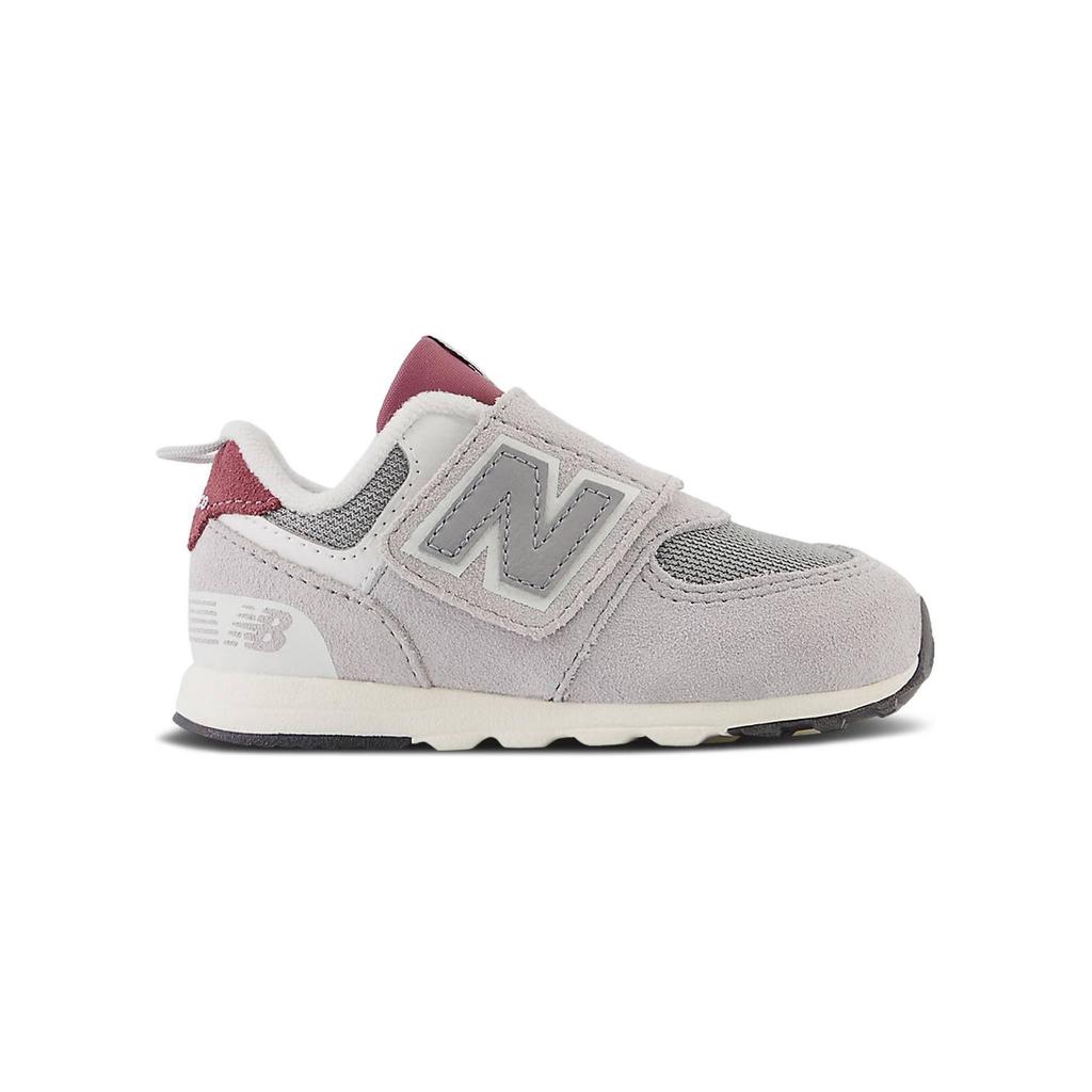 New Balance 574 New-B Hook & Loop Toddler Raincloud Burgundy Baby Sneakers Grey Shadow-Grey NW574KBR