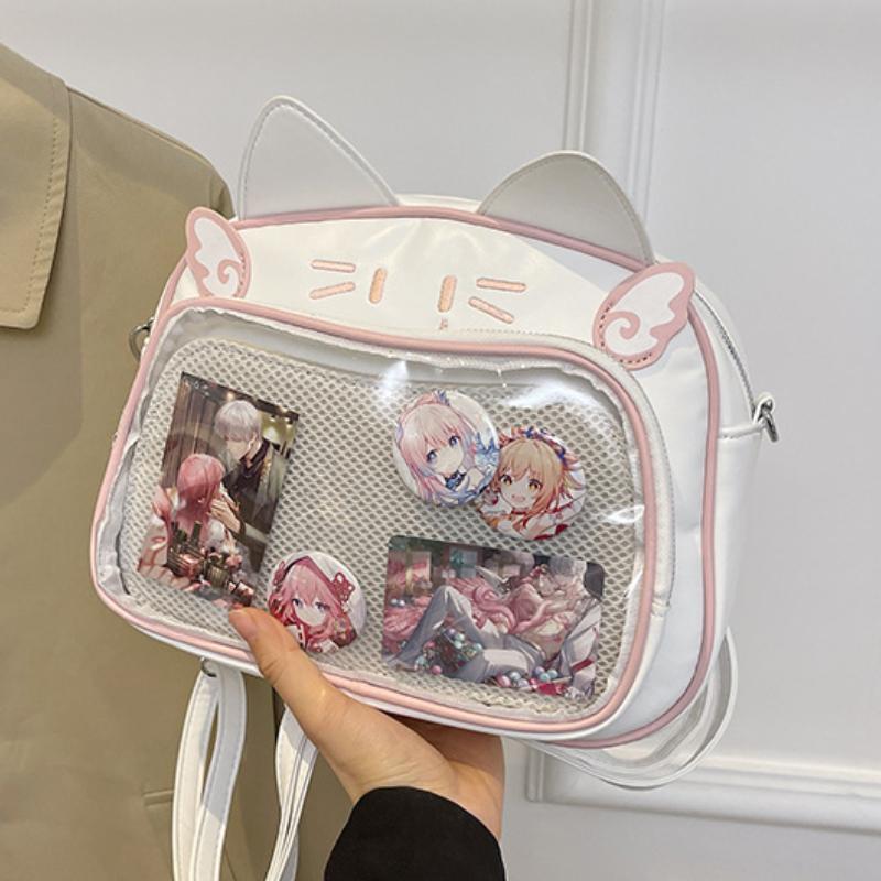 Y2K Japanese Kawaii Cat Ita Bag Ita Backpacks Cute Girls Transparent Shoulder Crossbody Bags JK School Bags