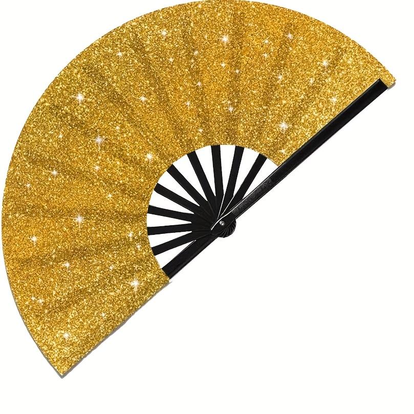 

1pc Flashing Ladies Hand Fan, Colorful Flashing Fan, Suitable for Large Party Style Folding Fan, Birthday Theme Performance and Festival Dance Gift 1pc золотистий