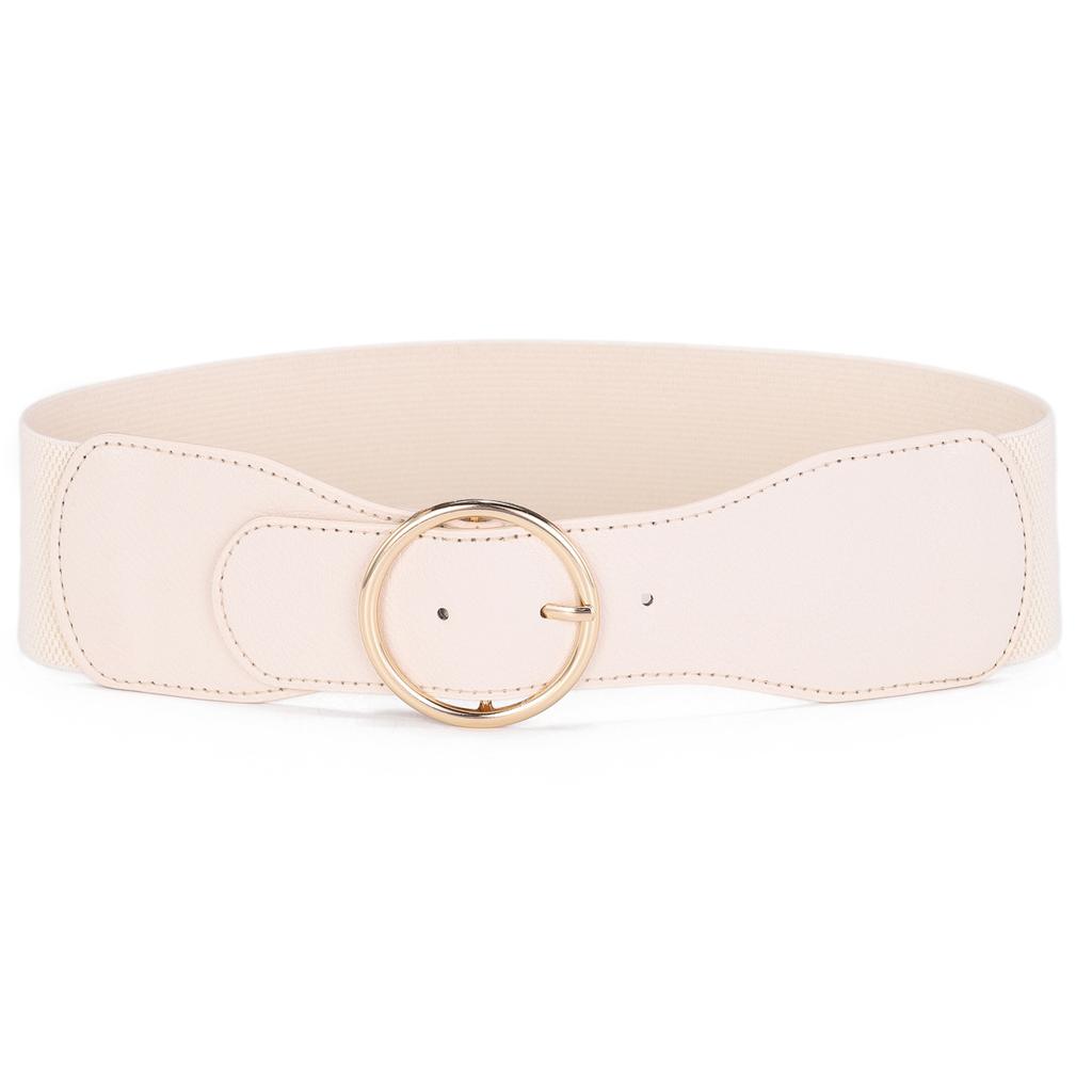 Black Extra Wide Round Buckle Elastic Belt Women'S Waist Seal Decorative Coat Trench Coat With Skirt Suit Waist