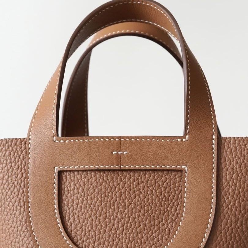 Borsa Secchiello in Pelle di Mucca TC con Manico, Cesto Verdura Naso di Maiale 18cm, alla Moda Versatile, da Donna