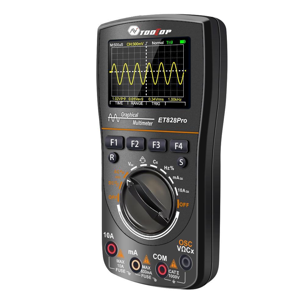 10MHz 50Msps Digital Oscilloscope REL Test 6000 Counts Graphical Signal Waveform Auto Capture 100mF RMS Multimeter Repair Tools